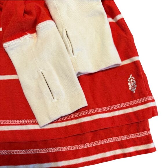 SMALL Free People All Star Orange Stripe Long Sleeve Jersey Knit Oversized Top - Picture 5 of 9